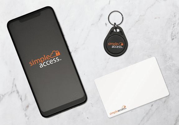SimpleAccess building control mobile readers are compatible with existing access cards and fobs.